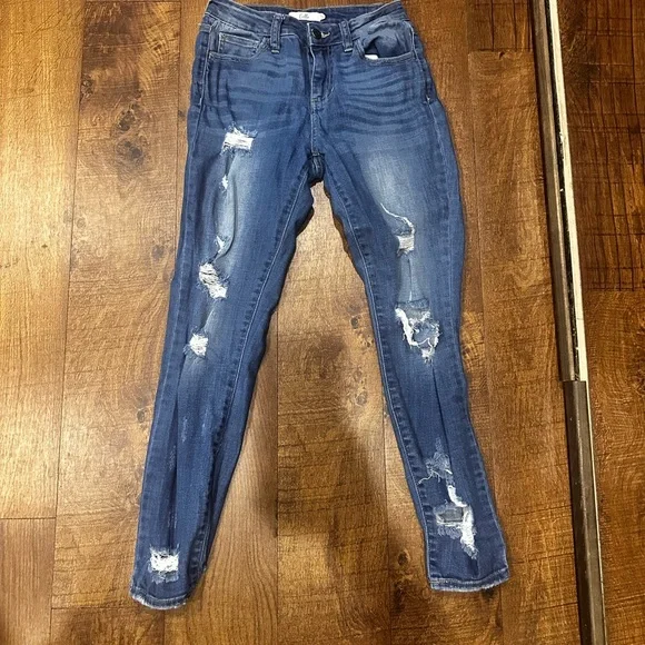 Cello Blue Skinny Distressed Jeans - Picture 1 of 6
